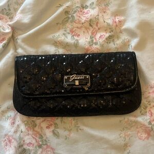 Guess Black Sequin Wristlet